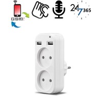 GSM-Steckdosenadapter 2xUSB. Weltweit einsetzbar für reine akustische Raumüberwachung.